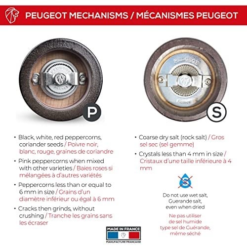 Peugeot 2/21283 Fidji karabiber/tuz değirmeni ahşap, 5,2 x 5,2 x 12 cm, mat siyah