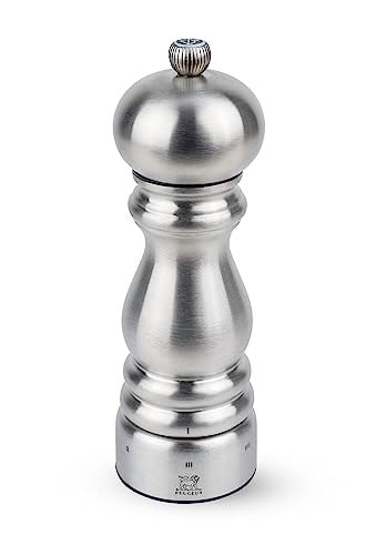 PEUGEOT Paris Chef manuel karabiber değirmeni, öğütme derecesi ayarı uSelect, yükseklik: 18 cm, fırçalanmış paslanmaz çelik, gümüş, 32487