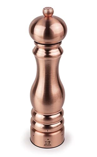 PEUGEOT - Paris Chef uSelect tuz değirmeni, 22 cm, önceden ayarlanmış 6 öğütme derecesi, toz ince tuz için yenilikçi zirlion değirmen, paslanmaz çelik, Fransız bilgi birikimi, renk tonu bakır