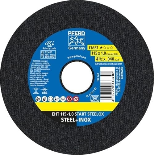 PFERD Ayırma Diski, 10 Adet | EHT 115 x 1,0 x 22,23 mm Düz Start-Linie START STEELOX | 69121067 – Çelik, Paslanmaz Çelik için (INOX)