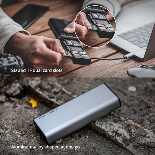 PGYTECH CreateMate SD/Micro SD kart okuyucu, USBC 312MB/s hızlı, siyah | USB3.1 SD 4.0 Bellek Depolama Kutusu İkisi Bir Arada Tak ve Çalıştır, IP54 Koruma Su Geçirmez Kılıf