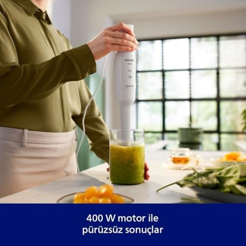Philips 3000 Serisi El Blenderi ve Ölçü Kabı, 400W Motor, ProMix Teknolojisi, Sıçramayı Önleyen Bıçak Koruması, Ergonomik Tutuş, Kompakt Tasarım (HR2520/00)