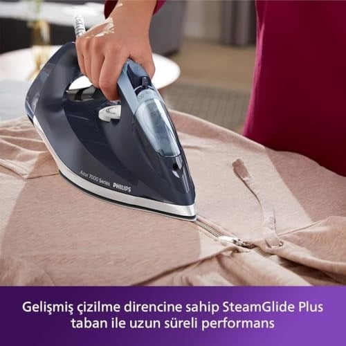 Philips 7000 Serisi Buharlı Ütü - 2800W, SteamGlide Plus Taban, 250 g Güçlendirme, 50 g/dk Sürekli Buhar, Otomatik Kapanma, Hızlı Kireç Temizleme (DST7 - Seçenekler: DST7030/20, DST7040/80, DST7020/20