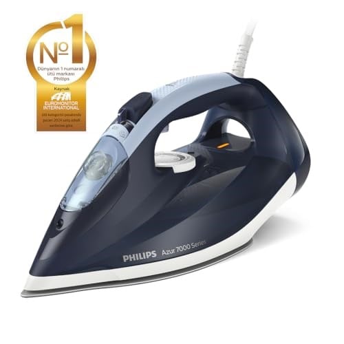 Philips 7000 Serisi Buharlı Ütü - 2800W, SteamGlide Plus Taban, 250 g Güçlendirme, 50 g/dk Sürekli Buhar, Otomatik Kapanma, Hızlı Kireç Temizleme (DST7 - Seçenekler: DST7030/20, DST7040/80, DST7020/20
