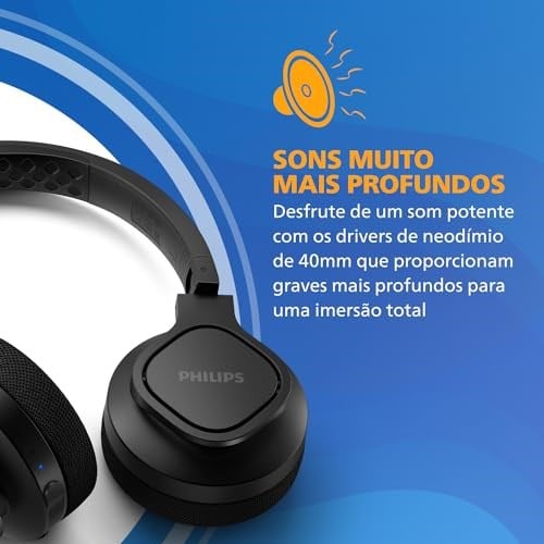 Philips Audio A4216BK/00 kulak üstü spor kulaklık kablosuz, 40 mm sürücü, 35 saat çalma süresi, IP55 toz/su koruması, soğutucu kulak kapakları, yıkanabilir kulaklık yastıkları, siyah, 2021/2022 model