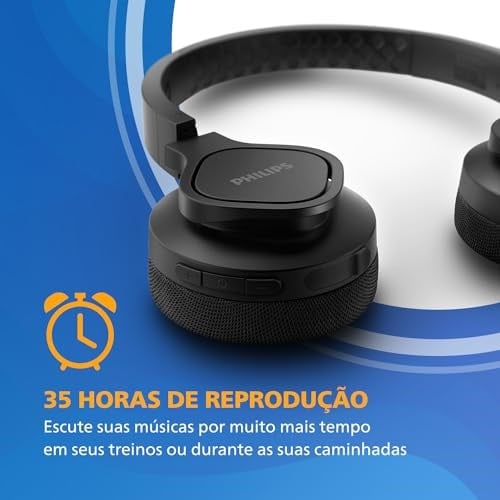 Philips Audio A4216BK/00 kulak üstü spor kulaklık kablosuz, 40 mm sürücü, 35 saat çalma süresi, IP55 toz/su koruması, soğutucu kulak kapakları, yıkanabilir kulaklık yastıkları, siyah, 2021/2022 model