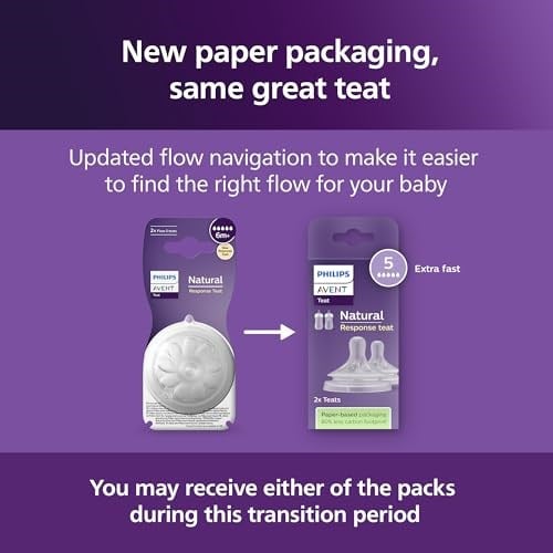 Philips Avent Doğal Tepkili Biberon Emziği, 2’li Paket, 6 Ay+, 5 Numara, Akıtmaz Emzik, Kolik ve Gaz Önleyici, BPA İçermez, SCY965/02