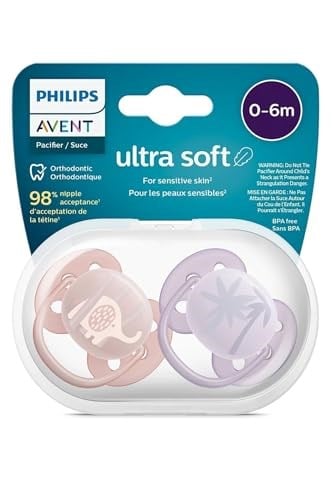 Philips Avent Ultra Hava Emziği Ortodontik ve BPA, Ekstra Havalandırma Delikleri 0-6 Ay (Kız Tasarımı) 2li Paket