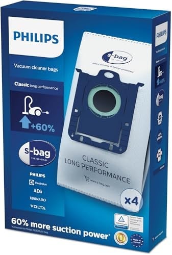 PHILIPS FC8021/03 S-Bag Elektrikli Süpürge Torbaları, Beyaz, 4 Adet