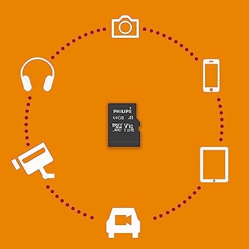 Philips FM64MP45B/10 sınıf 10 Micro SDXC 64 GB hafıza kartı adaptörü