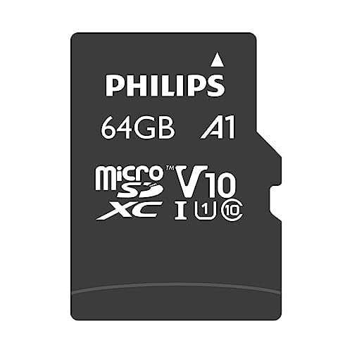Philips FM64MP45B/10 sınıf 10 Micro SDXC 64 GB hafıza kartı adaptörü