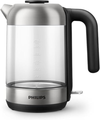 Philips Serisi 5000 Cam Su Isıtıcısı - 1,7L, Hızlı Kaynatma, Paslanmaz Çelik Eleman, Kireç Filtresi, 360° Kablosuz Taban, Çıkarılabilir Kapak, Mavi Işık Göstergesi (HD9339/80)