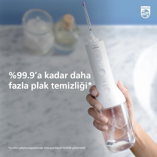 Philips Sonicare Power Flosser 3000 Kablosuz Ağız Duşu, Hızlı ve Etkili Diş Arası Temizliği, Quad Stream Teknolojisi, Yedek Başlıklı, Beyaz, HX3826/31