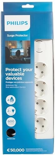 PHILIPS SPN7040WA Akım Korumalı Priz 4lü 600J 2m 3680W 16A