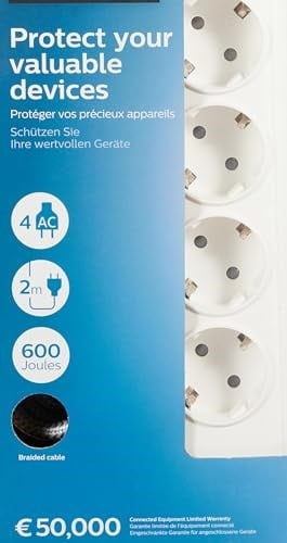 PHILIPS SPN7040WA Akım Korumalı Priz 4lü 600J 2m 3680W 16A