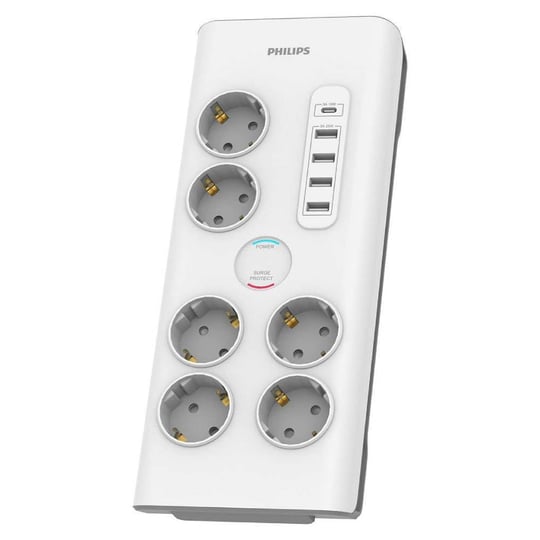 Philips SPN7060WA Akım Korumalı Priz 6lı 900J 2m 4 USB 20W 1 Type-C 15W, Standart