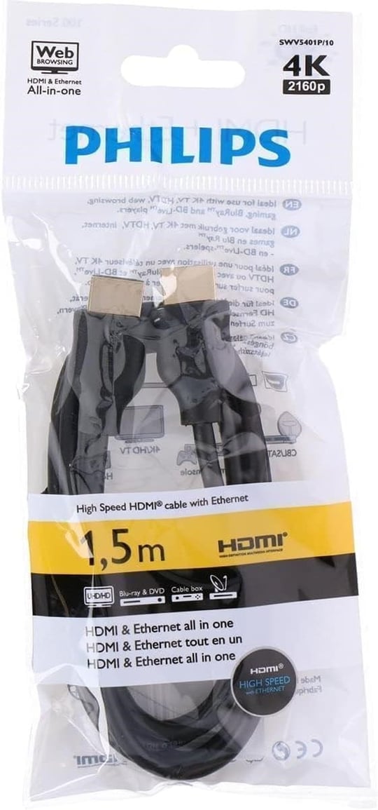 Philips SWV5401P/10 1.5 m 4K HDMI Kablo - Seçenekler: HDMI 1,5 m 2K, HDMI 1,5 m