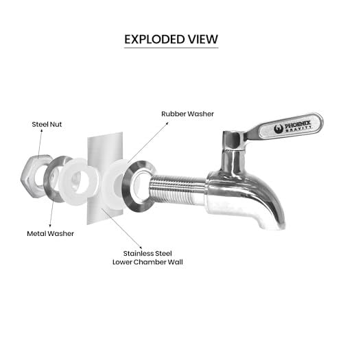 PHOENIX GRAVITY AISI 304 Paslanmaz Çelik Su Filtresi Musluğu, Berkey, Doulton, Purewell ve Diğer Yerçekimiyle Çalışan Su Filtreleme Sistemleri ve İçecek Dağıtıcıları için Uyumlu Yedek Musluk