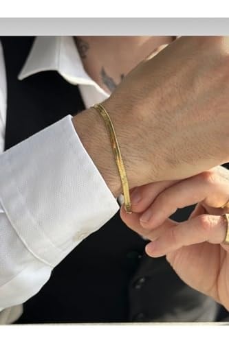 Pigna Aksesuar erkek italyan zincir çelik bileklik gold altın Tek Ebat