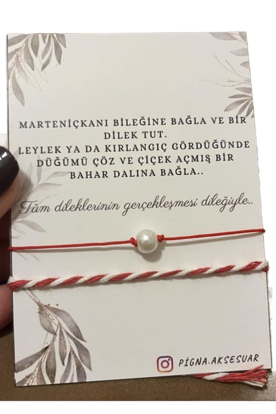 Pigna Aksesuar Marteniçka Bileklik Ve Incili Kırmızı Ip Bileklik Kırmızı Tek Ebat