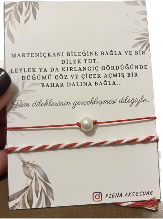 Pigna Aksesuar Marteniçka Bileklik Ve Incili Kırmızı Ip Bileklik Kırmızı Tek Ebat