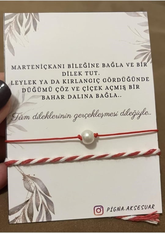 Pigna Aksesuar Marteniçka Bileklik Ve Incili Kırmızı Ip Bileklik Kırmızı Tek Ebat