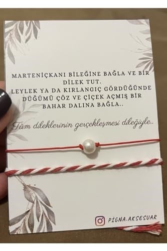 Pigna Aksesuar Marteniçka Bileklik Ve Incili Kırmızı Ip Bileklik Kırmızı Tek Ebat