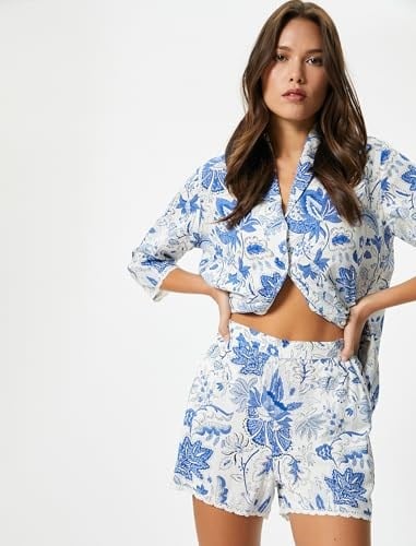 Pijama Altı Şort Çiçekli Viskon