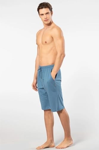Pijama Pazarı 2172 Erkek Modal Tek Bermuda Pijama Altı-İndigo İNDİGO L