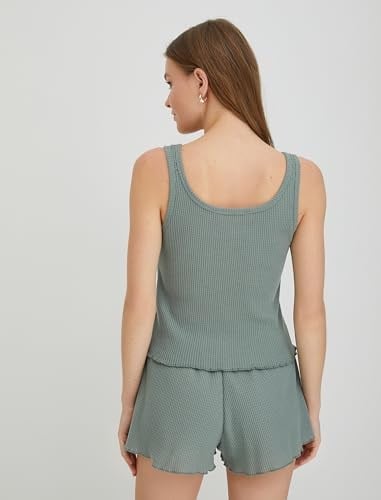 Pijama Üstü Askılı U Yaka Dokulu