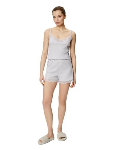 Pijama Üstü İnce Askılı Dantel Detaylı Fitilli