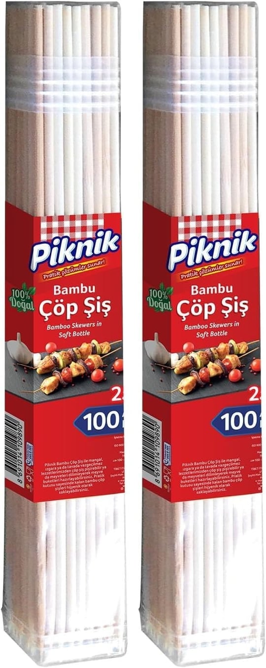 Piknik Ağaç Bambu Çöp Şiş 25 Cm–100Lü 113-P 2li paket