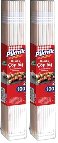 Piknik Ağaç Bambu Çöp Şiş 25 Cm–100Lü 113-P 2li paket