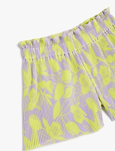 Piliseli Çiçekli Şort Beli Lastikli
