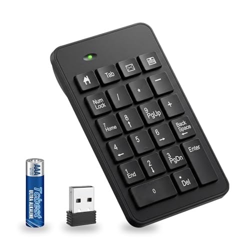 Pilli Kablosuz Numara Pedi, 23 Tuşlu Artırılmış Verimlilik Sayısal Tuş Takımı Yükseltilmiş Sürümü Dizüstü Bilgisayar, PC, Dizüstü Bilgisayar, Masaüstü, Surface Pro için 10 anahtar USB Klavye Finansal