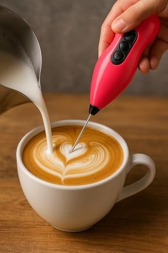Pilli Kahve Köpürtücü – Mini Süt Köpük Yapıcı El Mikseri, Sessiz Çalışan, Taşınabilir Karıştırıcı, Latte, Cappuccino ve Sıcak İçecekler İçin (Renk Stok Durumuna Göre Gönderilir)