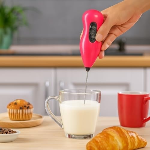 Pilli Kahve Köpürtücü – Mini Süt Köpük Yapıcı El Mikseri, Sessiz Çalışan, Taşınabilir Karıştırıcı, Latte, Cappuccino ve Sıcak İçecekler İçin (Renk Stok Durumuna Göre Gönderilir)