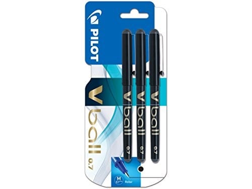 Pilot Vball 7 tükenmez kalem, sıvı mürekkepli, 0,7 mm uç, siyah, 3 adet, siyah, 131200301