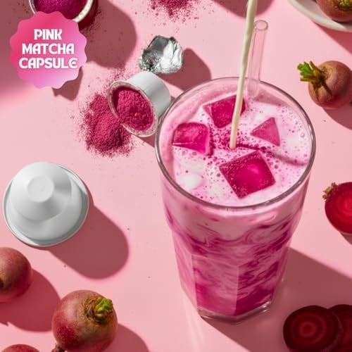 Pink Matcha Kapsül – Nespresso Uyumlu Pembe Superfood Matcha Tozu, 10lu Paket