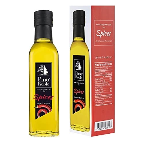 Pino Roble Acı Kırmızı Biber Çeşni Esansiyel Yağlı Soğuk Sıkım Yüksek Polifenollü Gurme Sızma Zeytinyağı Vegan Glutensiz 250 ml