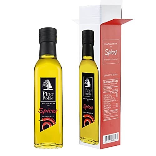 Pino Roble Acı Kırmızı Biber Çeşni Esansiyel Yağlı Soğuk Sıkım Yüksek Polifenollü Gurme Sızma Zeytinyağı Vegan Glutensiz 250 ml