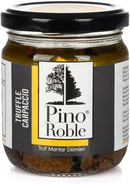 Pino Roble Dilimlenmiş Siyah Trüf Tuber Aestivum Mantarlı Melanosporum Trüf Esanslı Sızma Zeytinyağ Marineli Carpaccio 160 gr