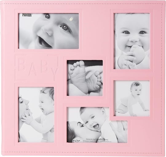 Pioneer Photo Albums Kolaj Çerçevesi Kabartmalı inç Bebek inç Dikişli Suni Deri Kılıf Bellek Defteri, Bebek Pembesi,