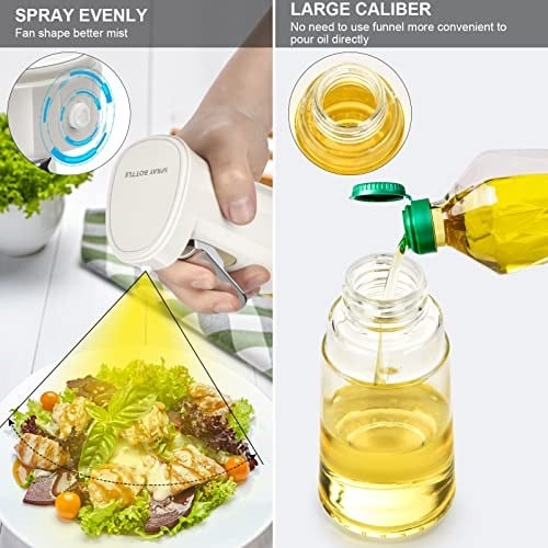 Pişirme için Zeytinyağı Püskürtücü, 240ml Zeytinyağı Sprey Şişesi, Cam Zeytinyağı Püskürtücü Mister, Hava Fritözü için Yağ Püskürtücü, Barbekü, Salata, Pişirme, Izgara Mutfak Aletleri