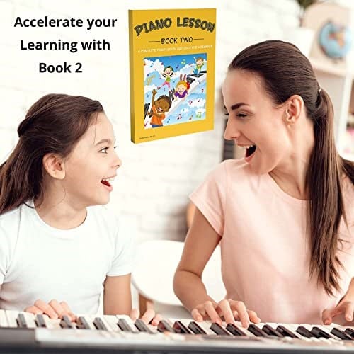 Piyano Dersi Kitabı 2 ve Renk Kodlu Not Çıkartmaları: Çocuklar ve Yeni Başlayanlar İçin Piyano Müzik Dersi ve Kılavuz Kitabı; ABDde Tasarlanmış v - Seçenekler: Book, Note Chart + Book, Sticker + Book