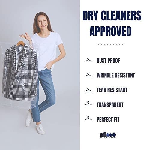 Plasticplace 0,65 Mil Şeffaf Giysi Kuru Temizleyiciler Plastik Pantolon Çantası 21