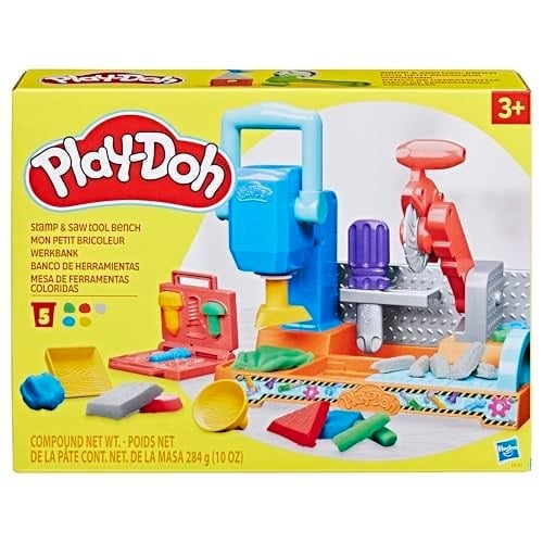 Play-Doh Damgala ve Kes Alet Tezgâhı Oyun Seti | 3 Yaş ve Üzeri Kız ve Erkek Çocuklar İçin İnşaat Temalı Oyuncak | Çocuklar İçin Sanat ve El İşi Etkinlikleri