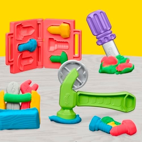 Play-Doh Damgala ve Kes Alet Tezgâhı Oyun Seti | 3 Yaş ve Üzeri Kız ve Erkek Çocuklar İçin İnşaat Temalı Oyuncak | Çocuklar İçin Sanat ve El İşi Etkinlikleri