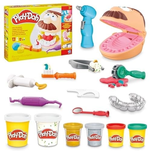 Play-Doh Drill N Fill Diş Hekimi Oyun Hamuru Seti, 3 Yaş Ve Üzeri Çocuklar İçin, 8 Modelleme Bileşiği Kutusu, Toksik Değildir, Çeşitli Renkleri Mevcuttur