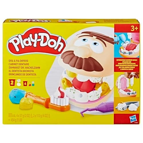 Play-Doh Drill N Fill Diş Hekimi Oyun Hamuru Seti, 3 Yaş Ve Üzeri Çocuklar İçin, 8 Modelleme Bileşiği Kutusu, Toksik Değildir, Çeşitli Renkleri Mevcuttur